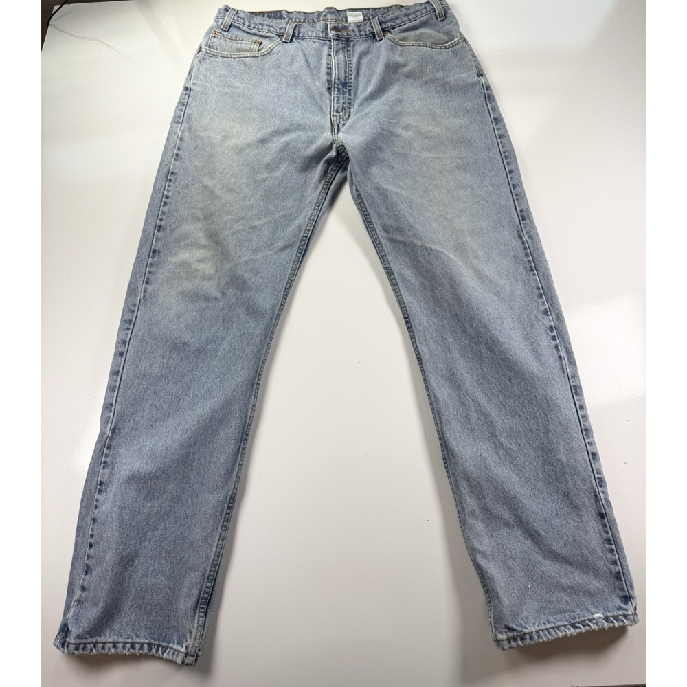 VTG Levis 505 Jeans Mens 38x32 Blue Regular Straight Light Wash Y2K denim